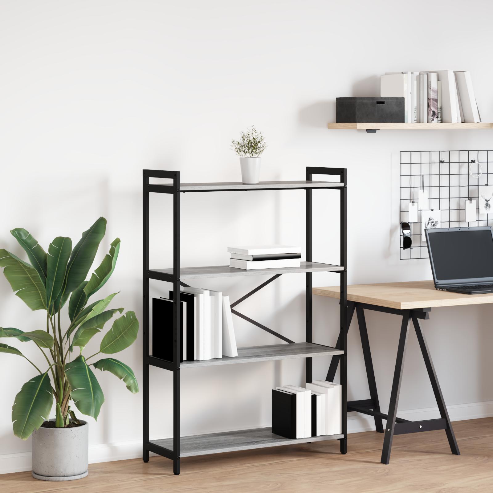 Bogreol Grå sonoma-eg 80 x 30 x 118 cm Konstrueret træ