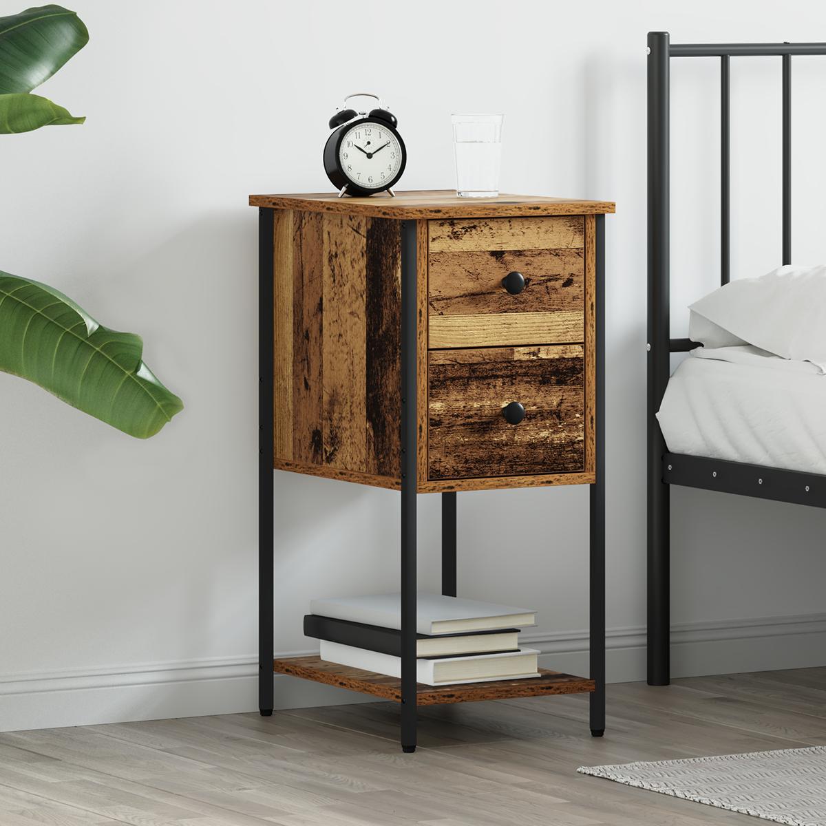 Natskab med skuffe Gammelt træ 32 x 42 x 70 cm Jern og spånbet