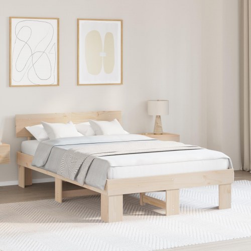 Sengestel med sengegavl 140 x 190 cm - naturfarvet fyrretræ