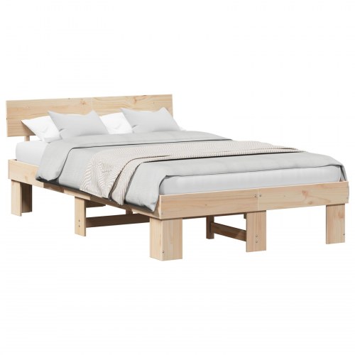 Sengestel med sengegavl 140 x 190 cm - naturfarvet fyrretræ