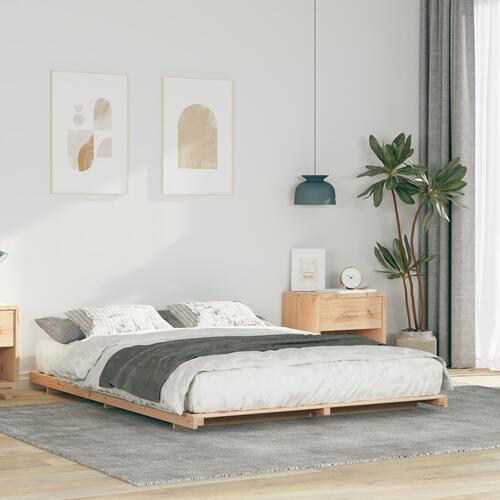 Gulv seng ramme Brun 160 x 200 cm Massivt fyrretræ