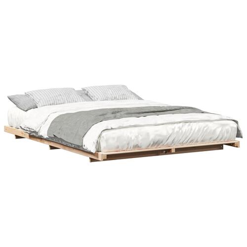 Gulv seng ramme Brun 160 x 200 cm Massivt fyrretræ