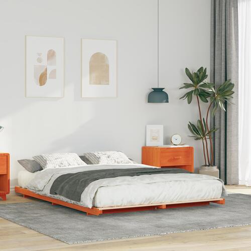 Gulv seng ramme Gyldenbrun 150 x 200 cm Massivt fyrretræ