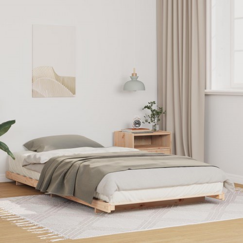 Gulv seng ramme Brun 90 x 200 cm Massivt fyrretræ