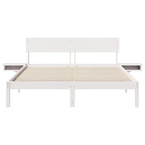 Sengestel med hovedgærde 160 x 200 cm - hvid, massiv fyrretræ