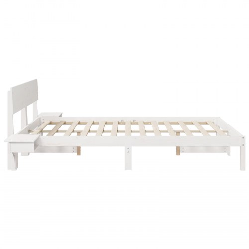 Sengestel med hovedgærde 160 x 200 cm - hvid, massiv fyrretræ