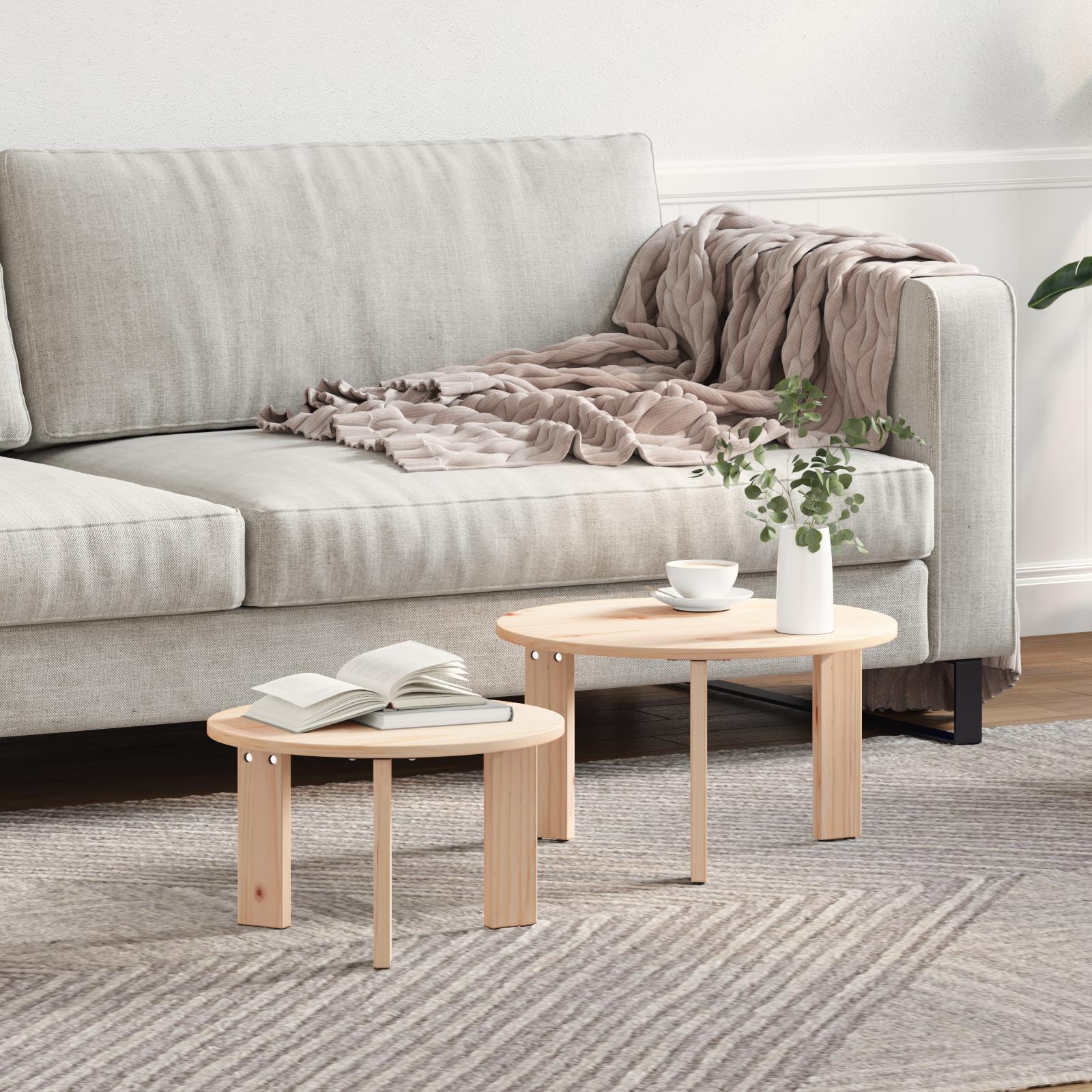 Kaffebord Sæt 2 stk Naturfarvet 47.5 x 47.5 x 27 cm