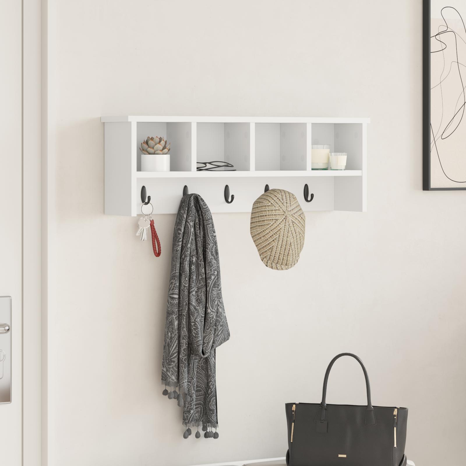 Vægmonteret Jakkeholder Hvid 75 x 16 x 26 cm Konstrueret træ