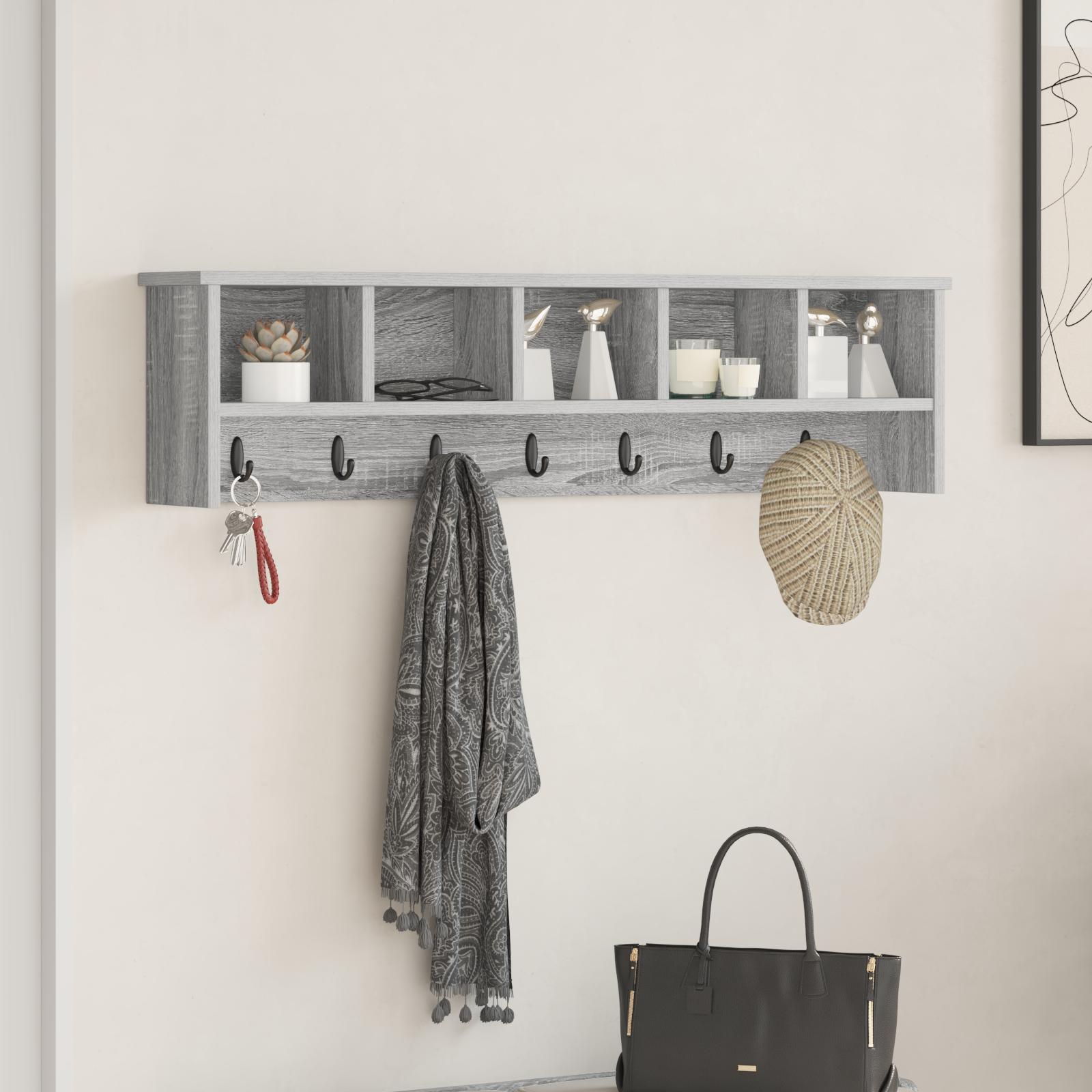 Vægmonteret Jakkeholder Grå sonoma-eg 100 x 16 x 26 cm billede
