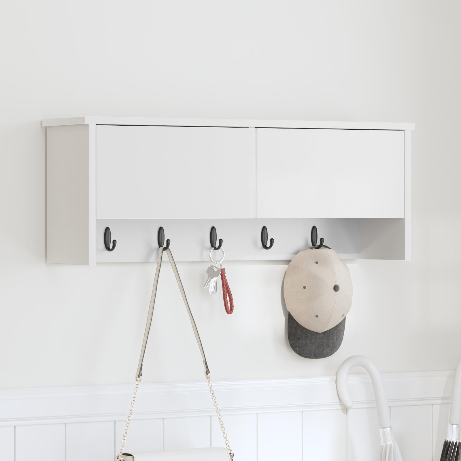 Vægmonteret Jakkeholder Hvid 80 x 20 x 30 cm Konstrueret træ