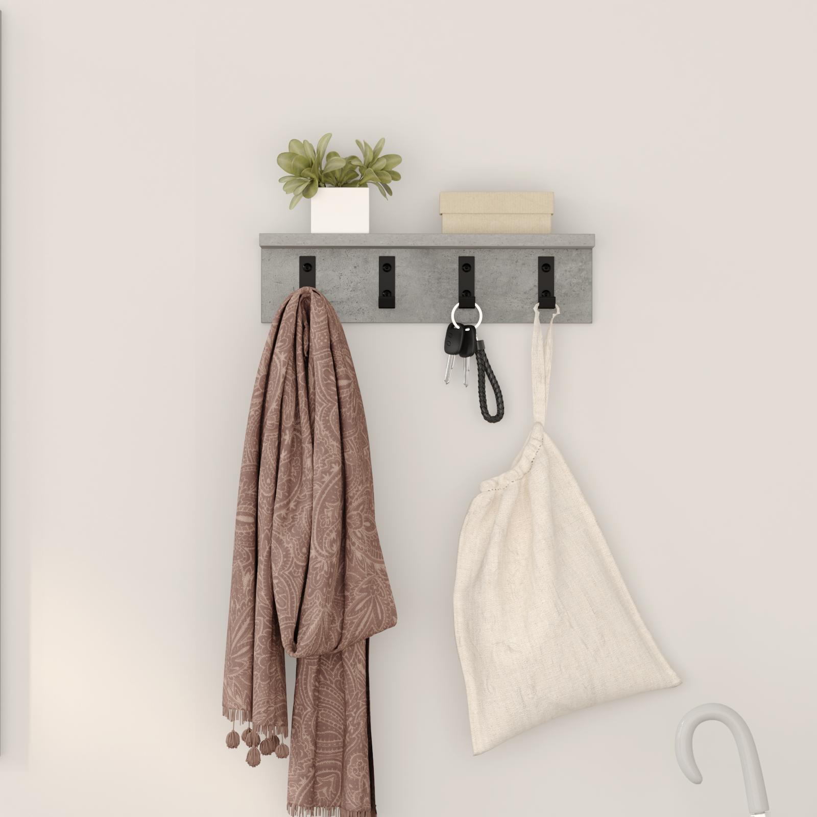 Vægmonteret Jakkeholder med hylde Betongrå 40 x 10.5 x 10.5 cm billede