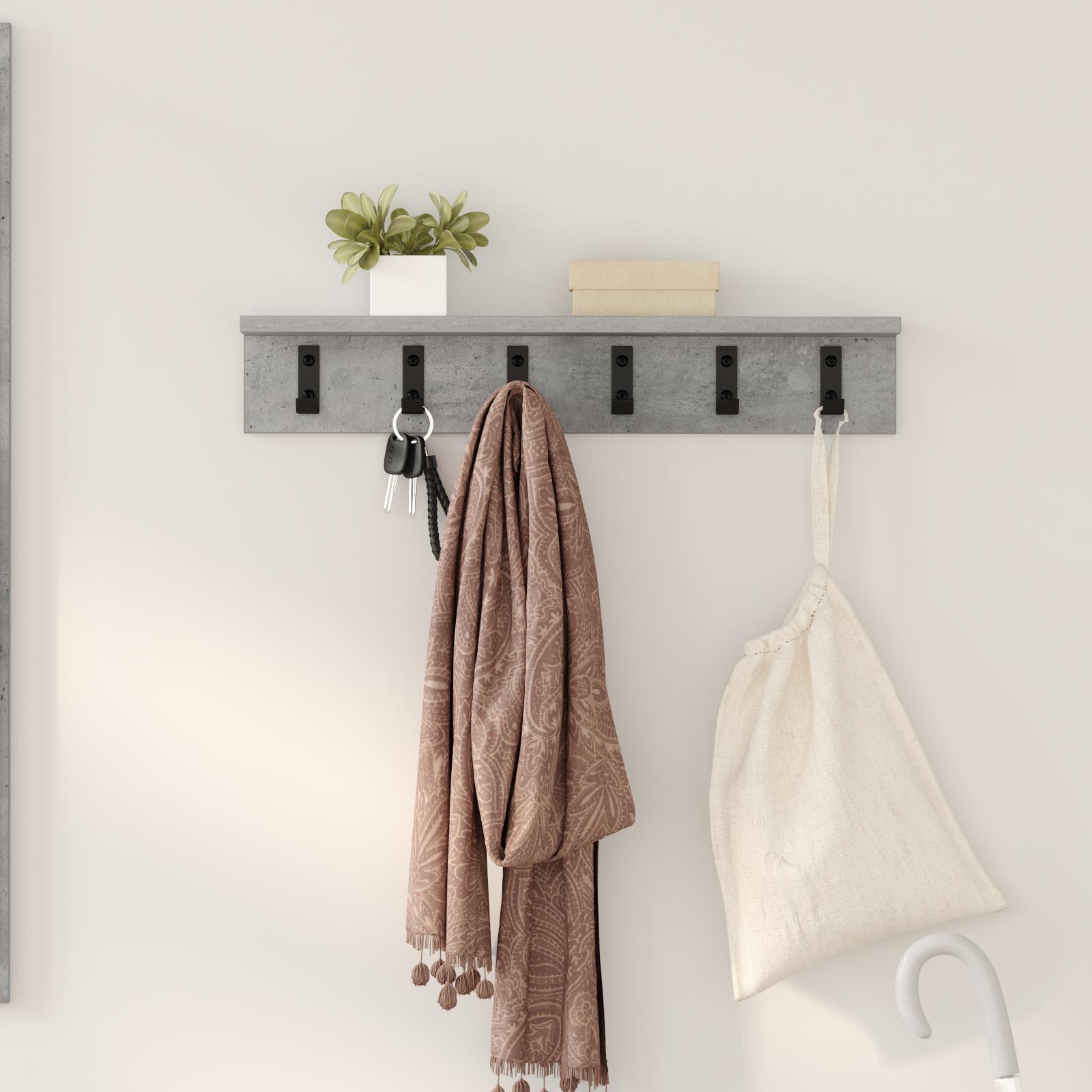 Vægmonteret Jakkeholder med hylde Betongrå 60 x 10.5 x 10.5 cm billede
