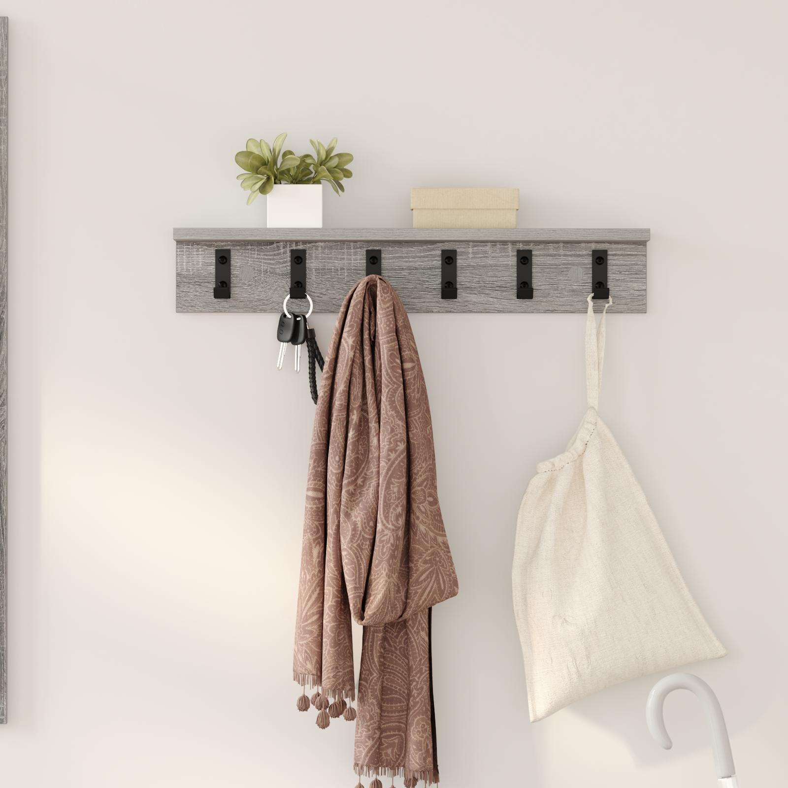 Vægmonteret Jakkeholder Grå sonoma-eg 60 x 10.5 x 10.5 cm billede