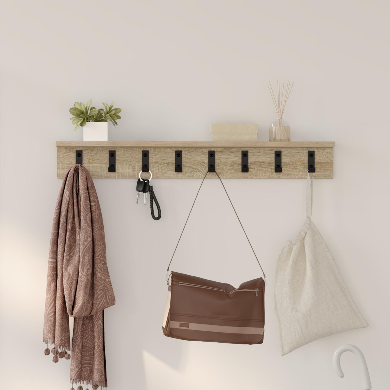 Vægmonteret Jakkeholder med hylde Sonoma-eg 80 x 10.5 x 10.5 cm