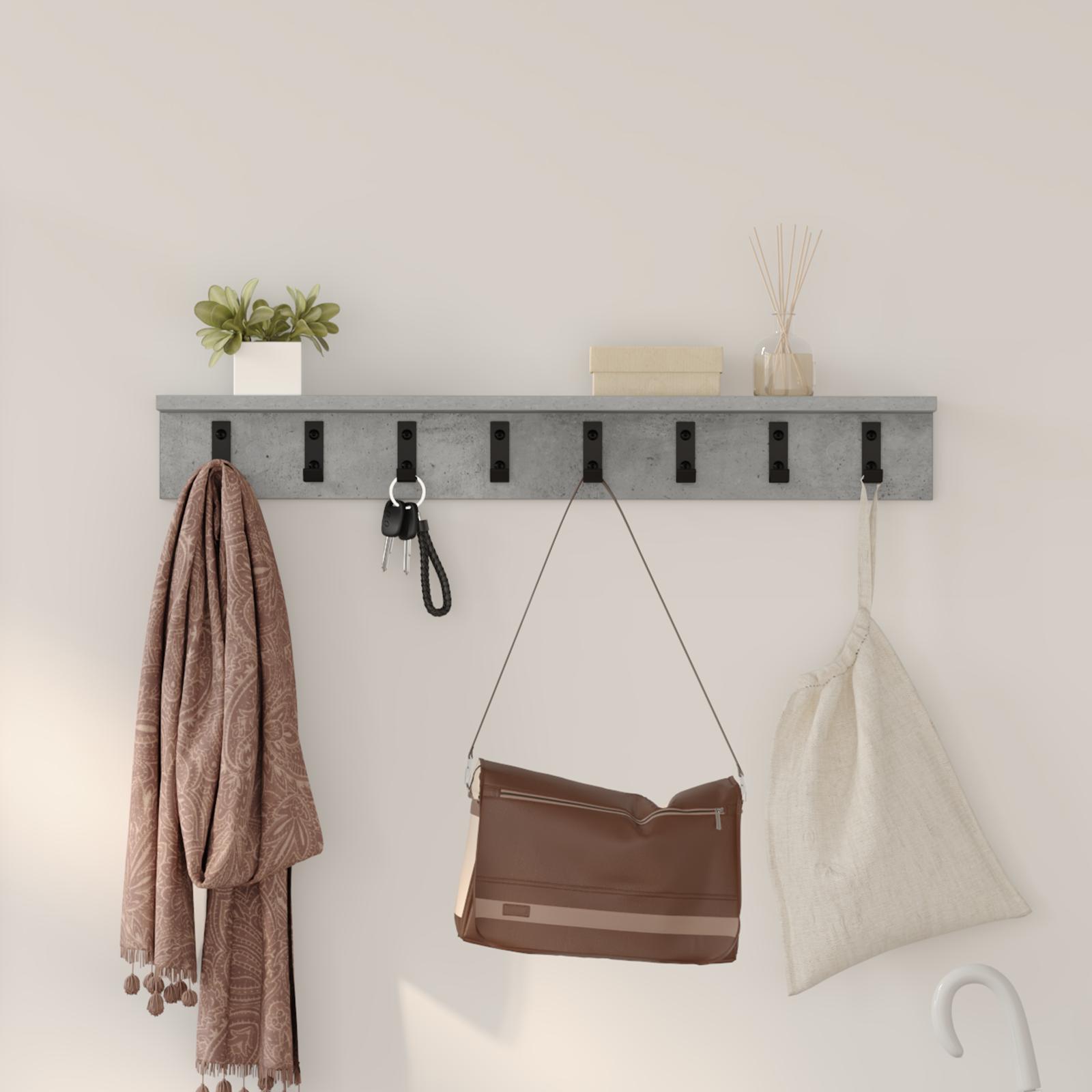 Vægmonteret Jakkeholder med hylde Betongrå 80 x 10.5 x 10.5 cm billede