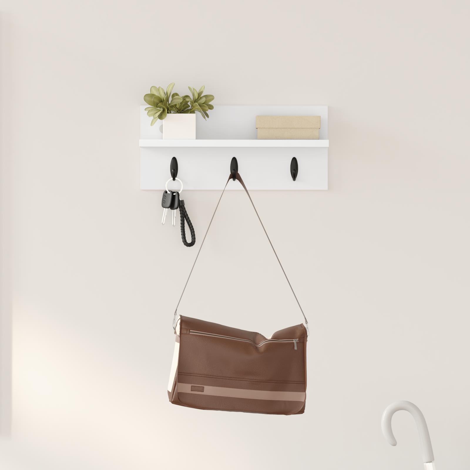 Vægmonteret Jakkeholder Hvid 40 x 10.5 x 18 cm Konstrueret træ