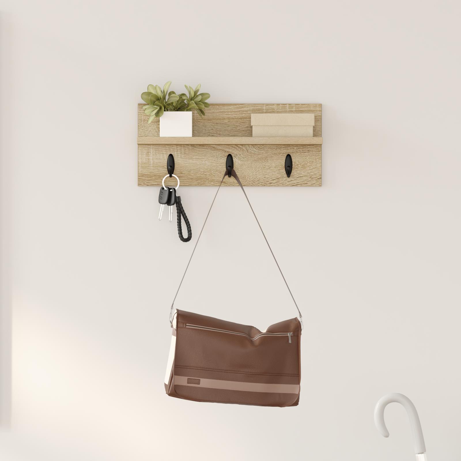 Vægmonteret Jakkeholder med hylde Vægmonteret Sonoma-eg 40 x 10.5 x 18 cm