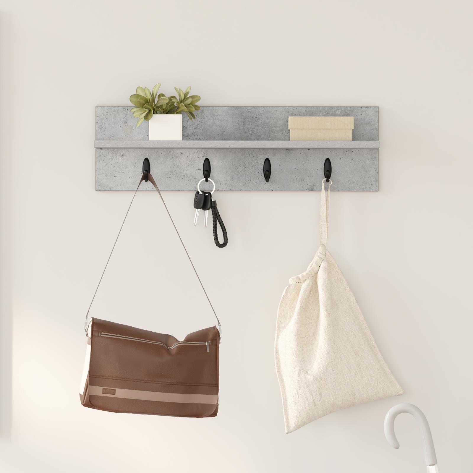 Vægmonteret Jakkeholder med hylde Betongrå 60 x 10.5 x 18 cm billede