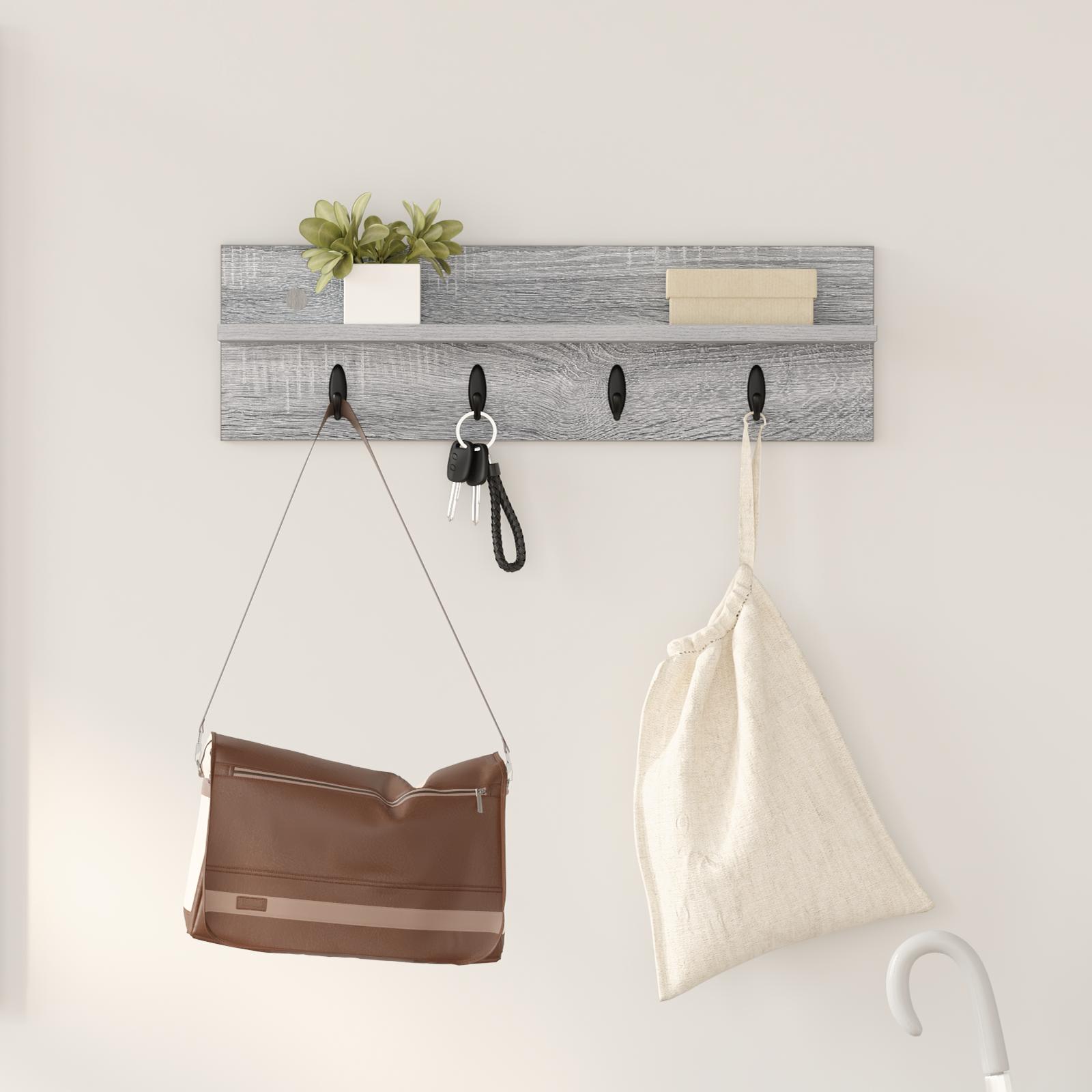 Vægmonteret Jakkeholder Grå sonoma-eg 60 x 10.5 x 18 cm billede