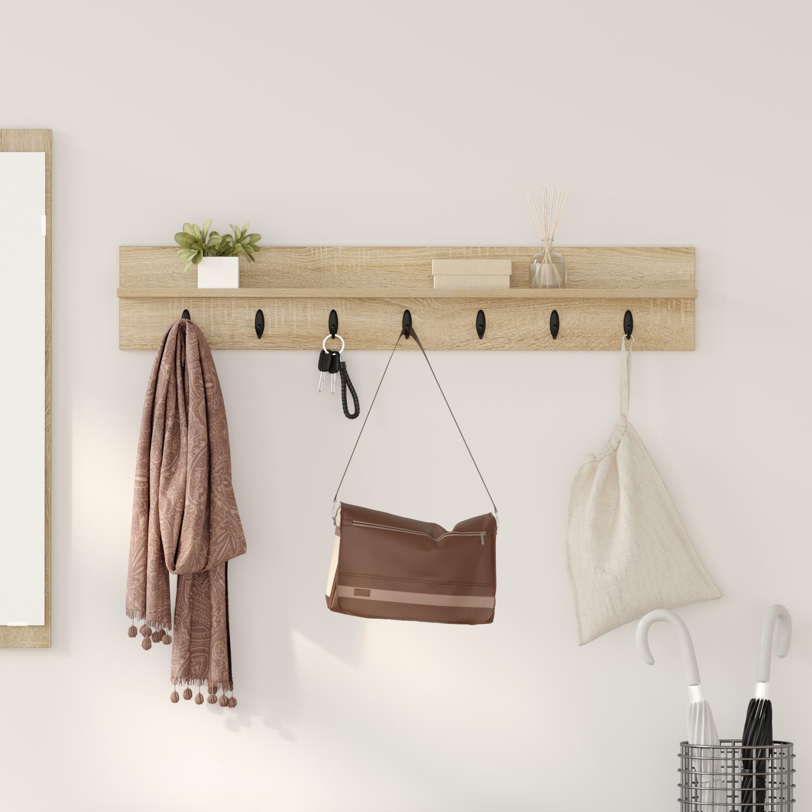 Vægmonteret Jakkeholder med hylde Sonoma-eg 100 x 10.5 x 18 cm