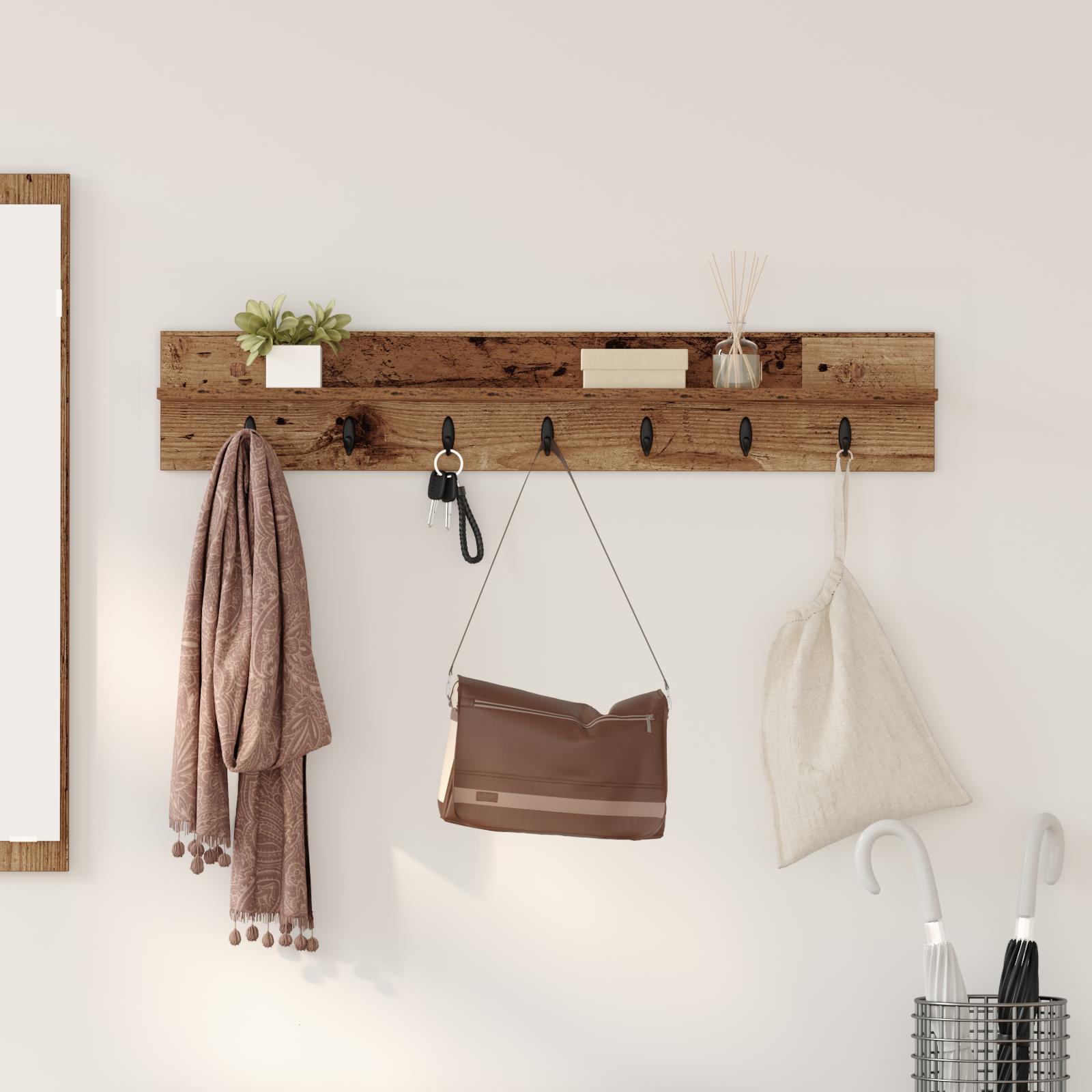 Vægmonteret Jakkeholder Gammelt træ 100 x 10.5 x 18 cm