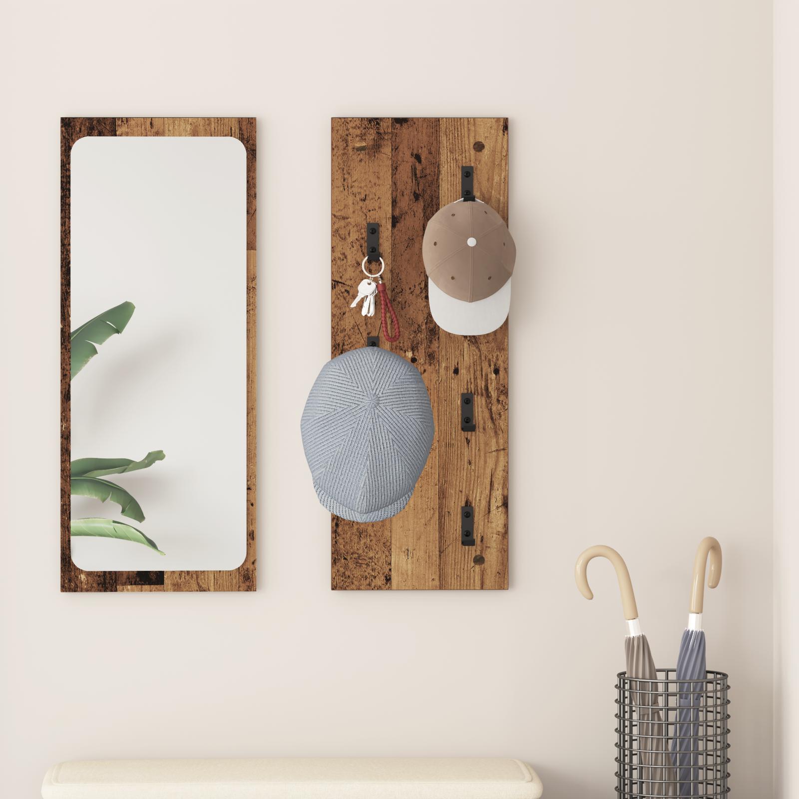 Vægmonteret Jakkeholder Gammelt træ 30 x 1.5 x 80 cm