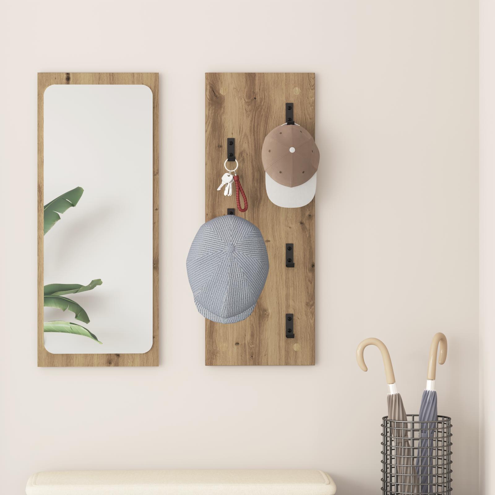 Vægmonteret jakkeholder i artisan egetræ 30 × 1,5 × 80 cm billede