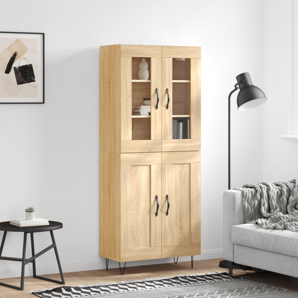 Højskab 69,5x34x180 cm konstrueret træ sonoma-eg billede