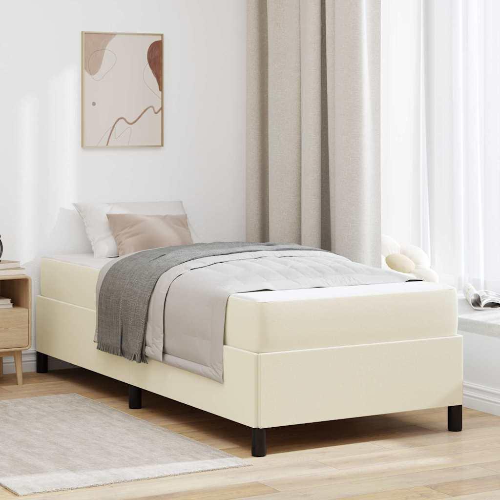 Sengestel med madras Creme 90 x 200 cm Stof billede