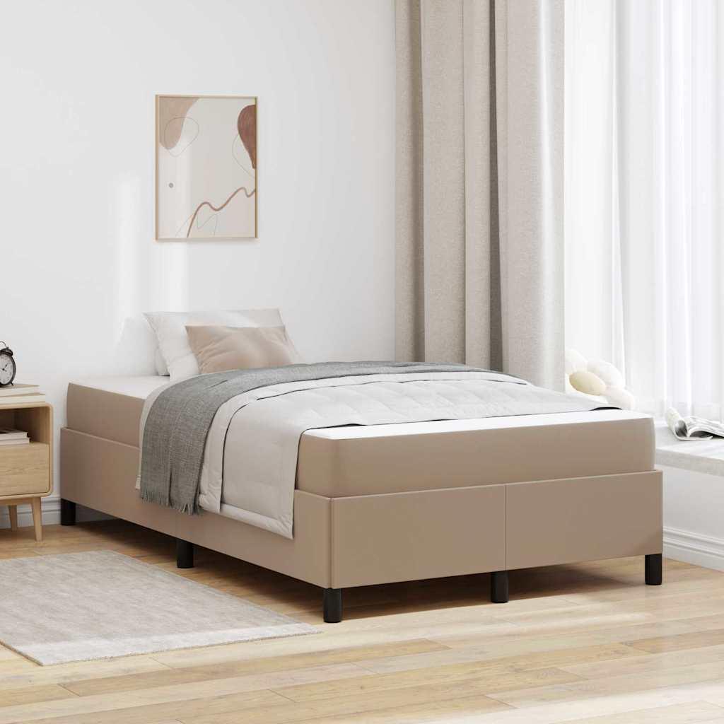 Sengestel med madras Cappuccino 120 x 200 cm Stof billede