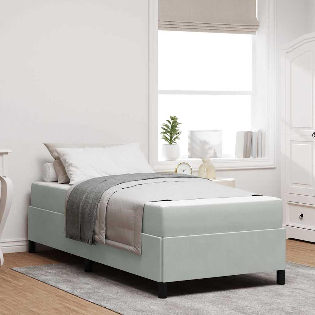 Sengestel Med Madras Lys Grå Og Grå Og Hvid 80 X 200 Cm Fløjl