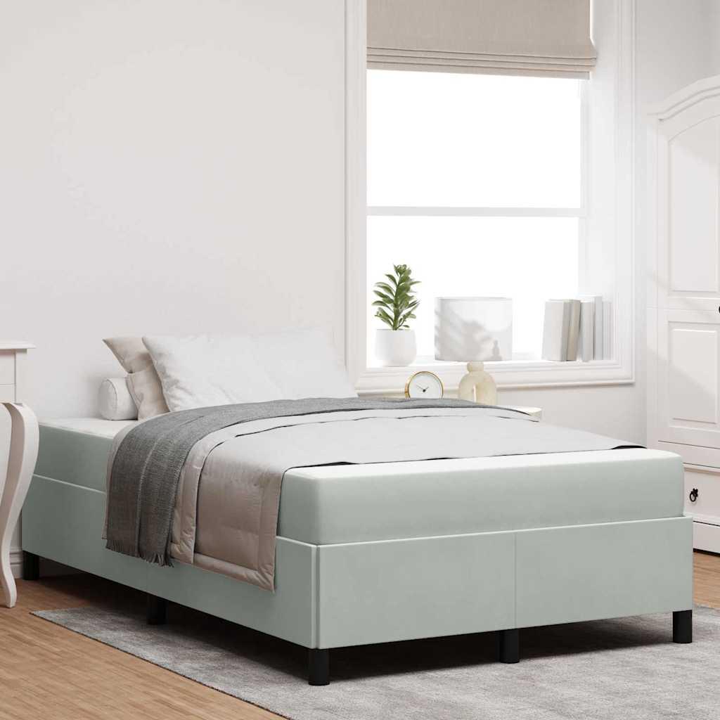 Sengestel Med Madras Hvid Og Lys Grå 120 X 190 Cm Fløjl