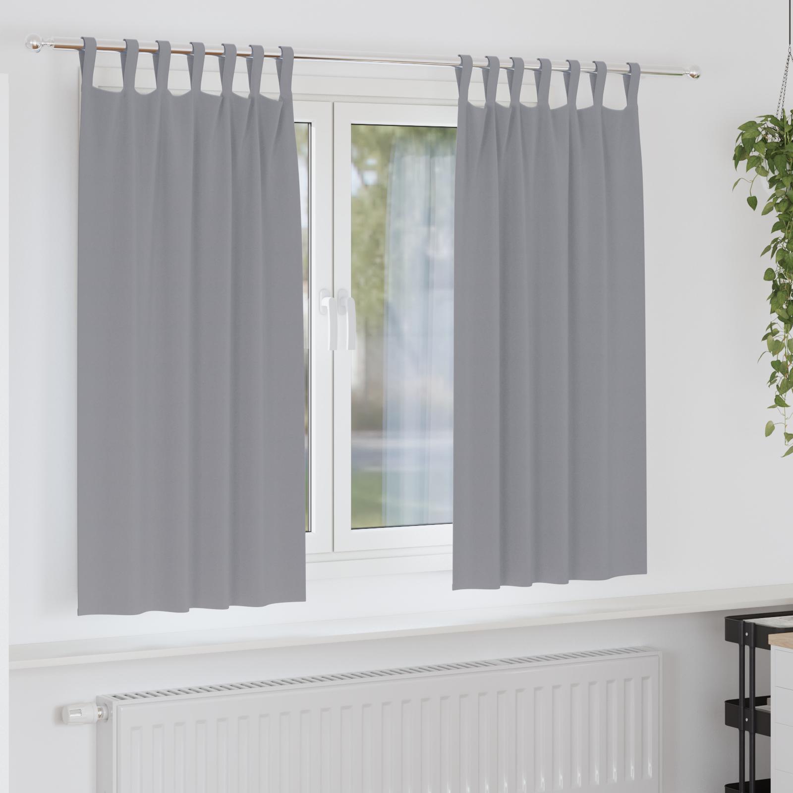Mørklægningsgardiner Med Ringe 2 Dele 140 X - Lysegrå / 175 cm / Tab tops