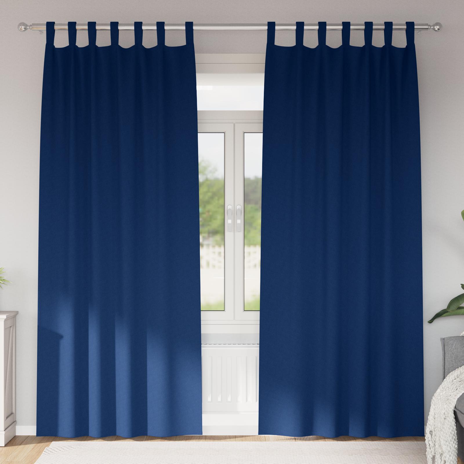 Mørklægningsgardiner Med Ringe 2 Dele 140 X - Mørkeblå / 225 cm / Tab tops