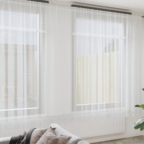 Lace Gardin med gardiner Hvid 750 x 300 cm Polyester