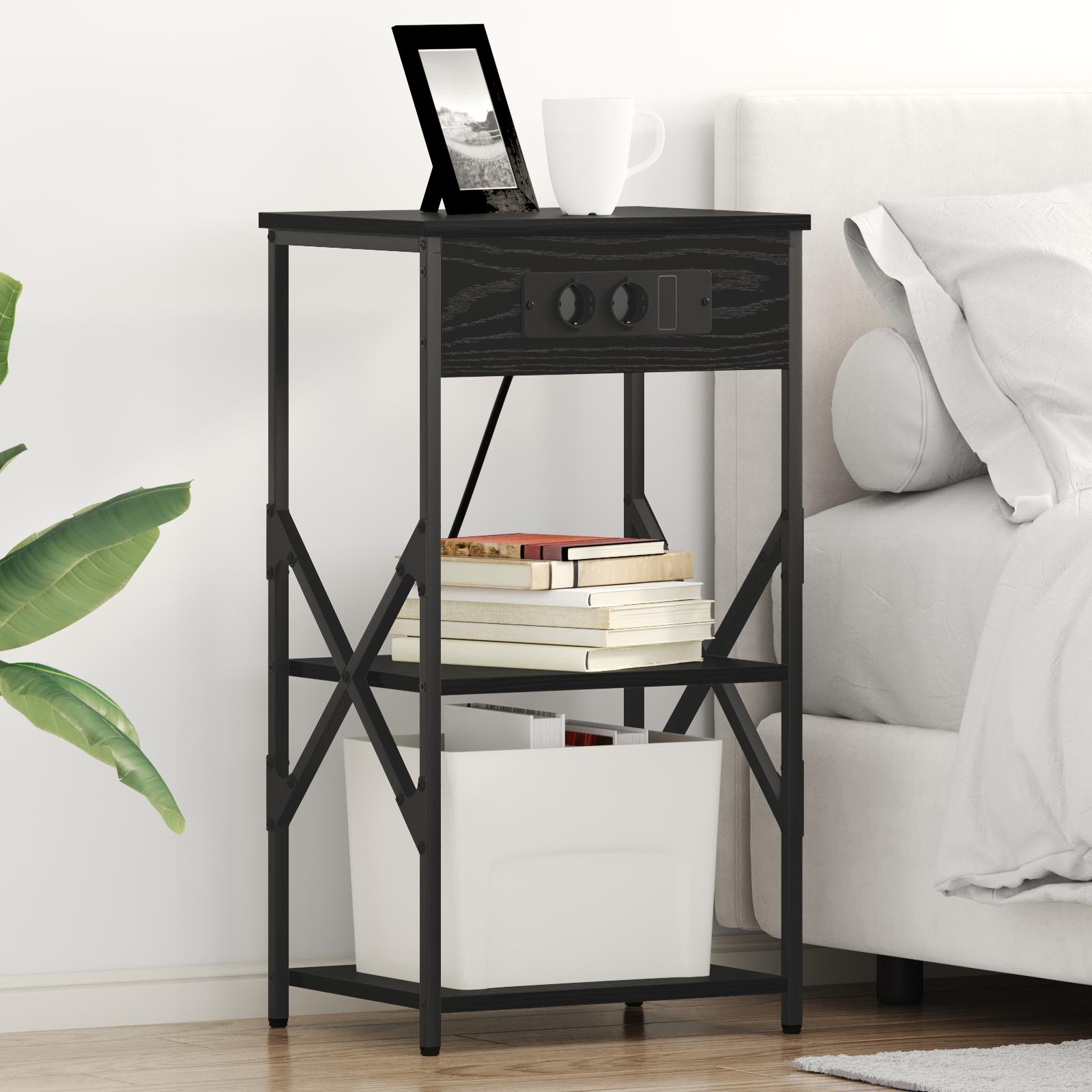 Natskab med hylde med opbevaring Sort eg 41 x 31 x 76 cm Konstrueret træ