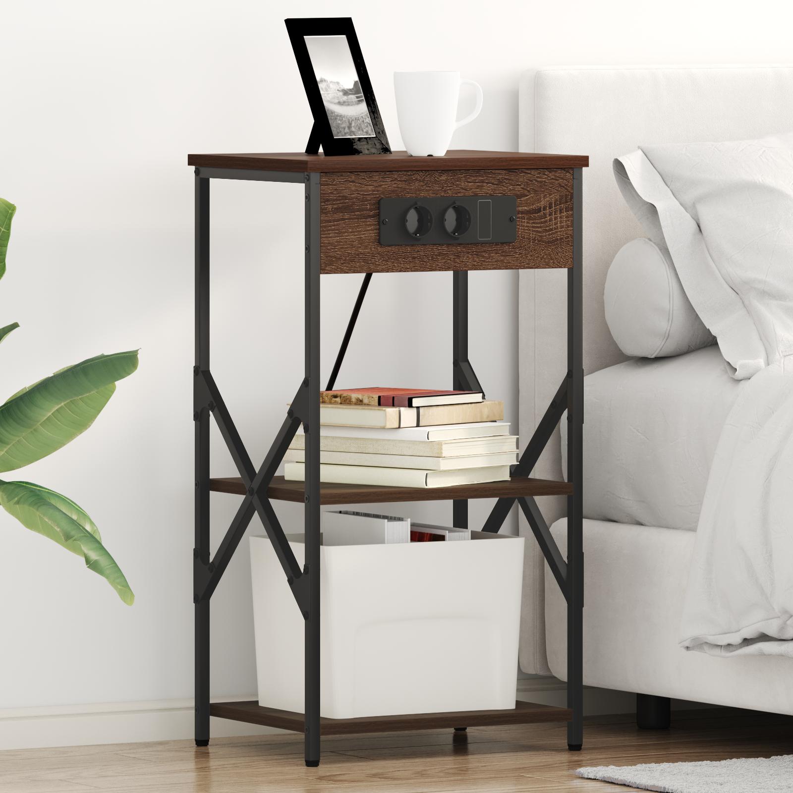 Natborde 2 stk Brun eg 41 x 31 x 76 cm Konstrueret træ