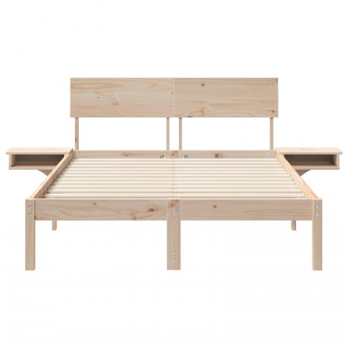 Sengestel med hovedgærde brun 140 x 190 cm - massiv fyrretræ