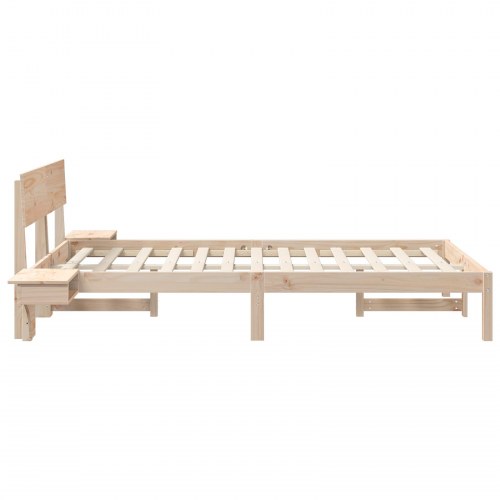 Sengestel med hovedgærde brun 135 x 190 cm - massiv fyrretræ