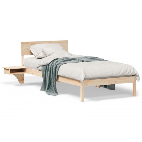 Sengestel med hovedgærde - brun 100 x 200 cm massivt fyrretræ