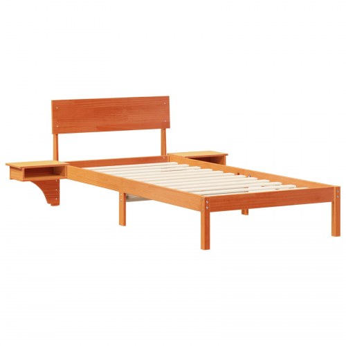 Sengestel med hovedgærde voksbrun 80 x 200 cm - massiv fyrretræ