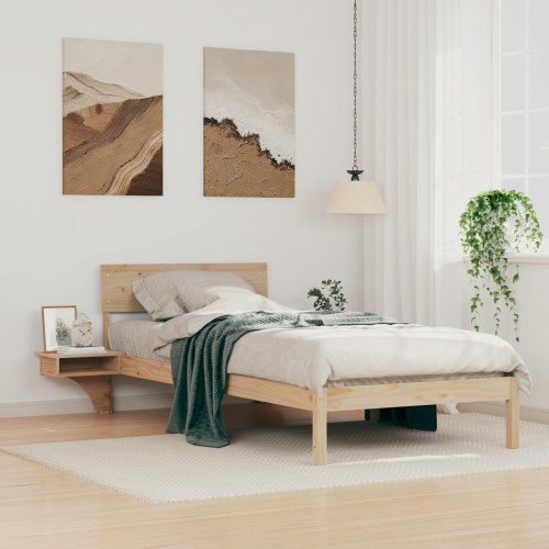 Sengestel med hovedgærde brun 90 x 190 cm - massiv fyrretræ