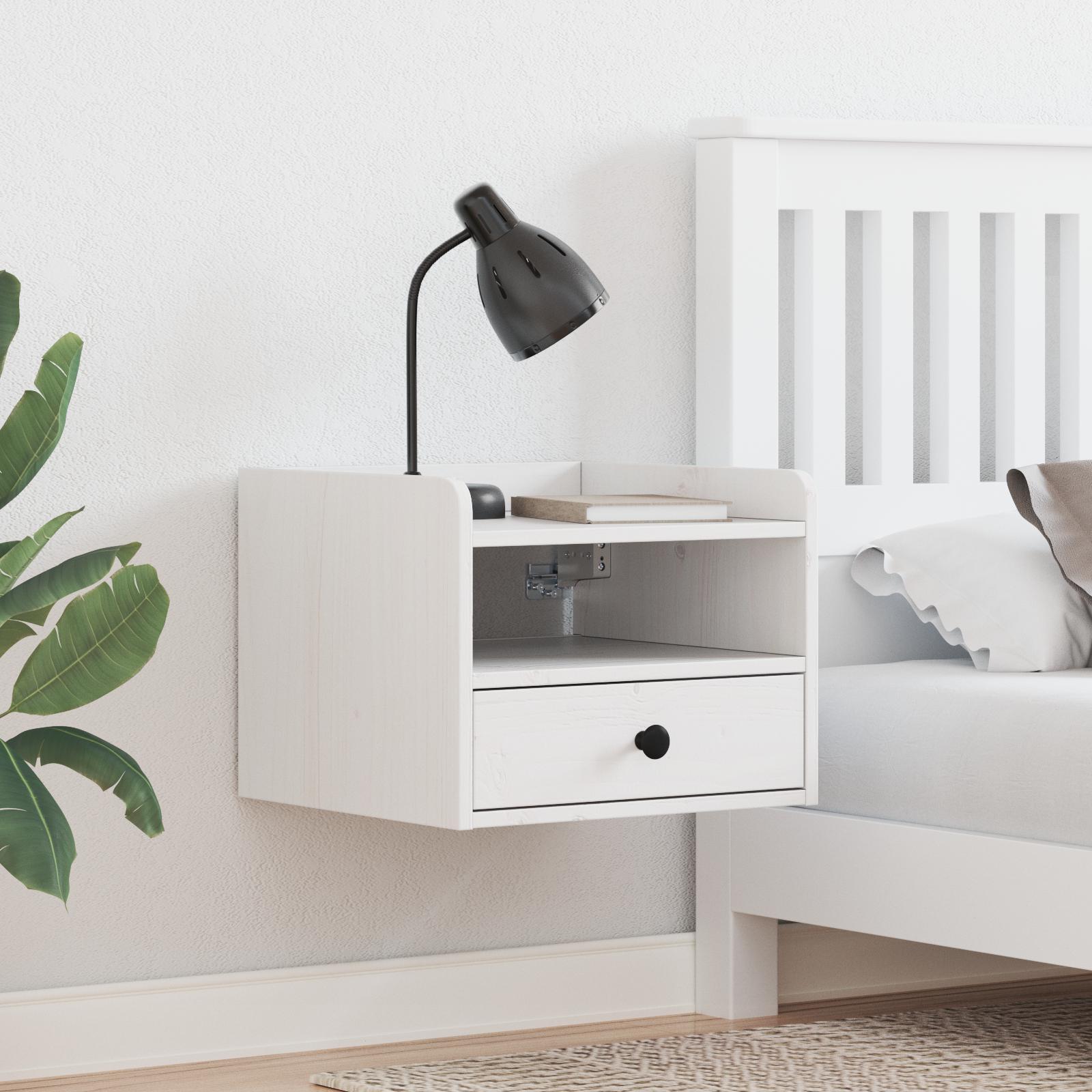 Sengebord 2 stk Hvid 38 x 36 x 29.5 cm Massivt fyrretræ billede