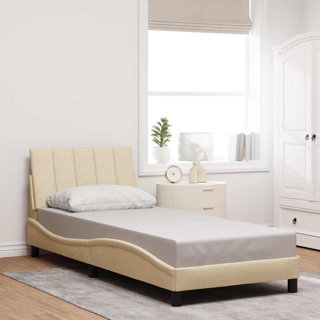 Sengeramme uden madras Hanko 90x200 cm stof cremefarvet billede
