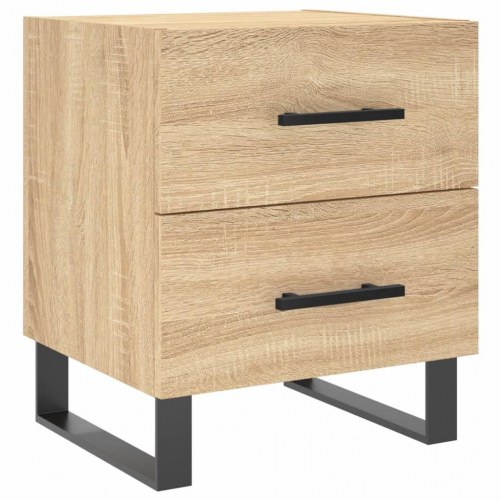 Sengebord i sonoma-eg - 40 × 35 × 47,5 cm, konstrueret træ med metalfødder