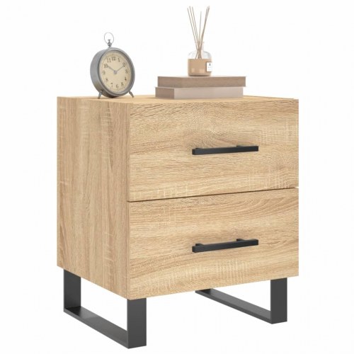 Sengebord i sonoma-eg - 40 × 35 × 47,5 cm, konstrueret træ med metalfødder