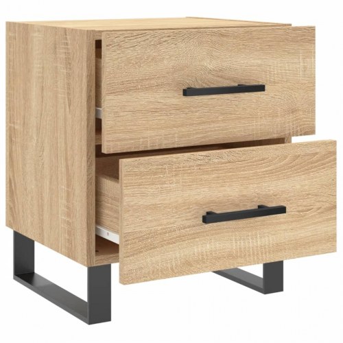 Sengebord i sonoma-eg - 40 × 35 × 47,5 cm, konstrueret træ med metalfødder
