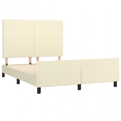 Sengeramme med sengegavl 140x200 cm i kunstlæder - cremefarvet