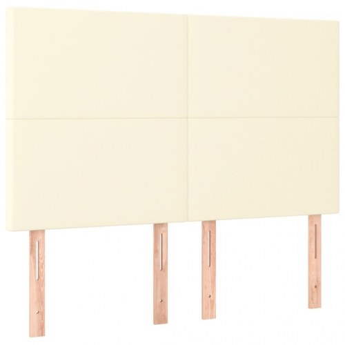 Sengeramme med sengegavl 140x200 cm i kunstlæder - cremefarvet