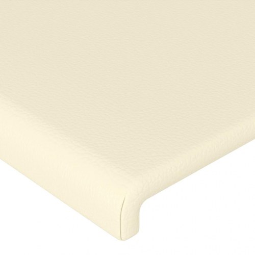 Sengeramme med sengegavl 140x200 cm i kunstlæder - cremefarvet